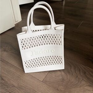 J’adore accent jelly bag purse, white
